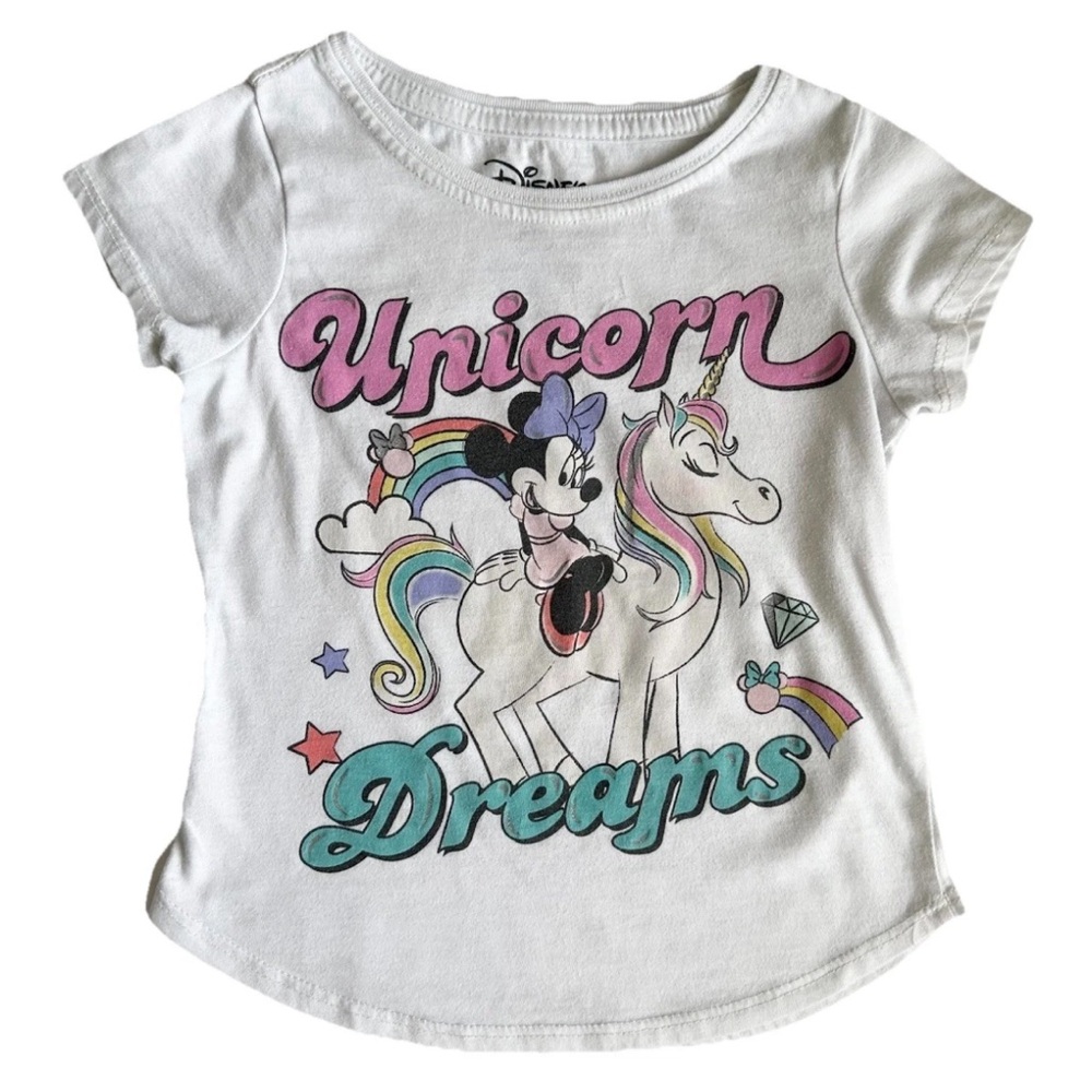 Disney XS (4/5) Minnie Mouse T-shirt Short Sleeve GUC Unicorn Dreams Graphic